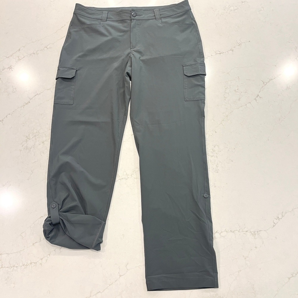Eddie Bauer Roll Tab Cargo Pants Womens 16 Grey Hiking Gorpcore Outdoor Travel